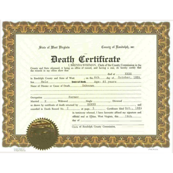 Fake Death Certificate